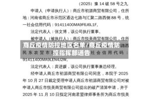 商丘疫情防控地区名单/商丘疫情防控指挥部通告