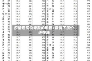 疫情后房价未跌的地区/疫情下房价还在涨