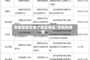 贵阳疫情在哪个地区爆发/贵阳的病情