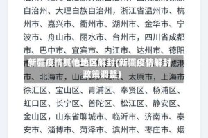 新疆疫情其他地区解封(新疆疫情解封政策调整)