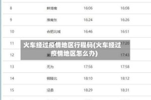 火车经过疫情地区行程码(火车经过疫情地区怎么办)