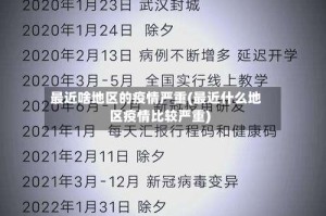 最近啥地区的疫情严重(最近什么地区疫情比较严重)