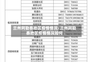 兰州阿勒泰地区疫情情况/兰州阿勒泰地区疫情情况如何
