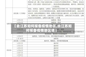 【去江苏如何报备疫情地区,去江苏如何报备疫情地区呢】