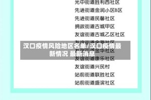 汉口疫情风险地区名单/汉口疫情最新情况 最新消息