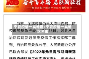 宁夏疫情一类地区/宁夏疫情一类地区名单