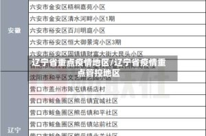 辽宁省重点疫情地区/辽宁省疫情重点管控地区