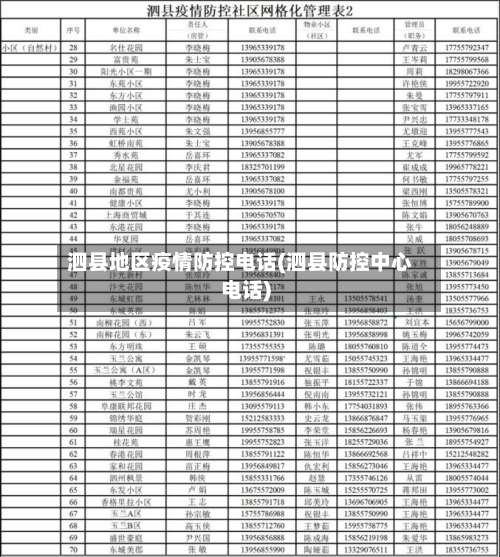 泗县地区疫情防控电话(泗县防控中心电话)-第1张图片